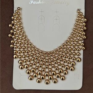 Fashion Jewelry Shiny Gold Layered Bead Necklace